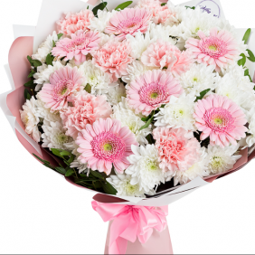 Antalya Florist Rosa Weiß, schöne Chrysantheme und Gerbera-Nelke